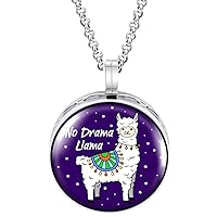 Wild Essentials No Drama Llama Enamel Finish Essential Oil Diffuser Necklace Gift Set - Includes Aromatherapy Pendant, 24