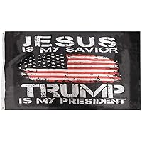 Jesus Is My Savior Trump Is My President 3'X5 Flag AMERICAN TRUMP RoughTex® 100D Premium Quality Fade Resistant Flag Banner, Multi, 3'x5'