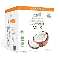 Organic Coconut Milk - 1.35 Gallon (173.46 Fl Oz) X 3 No Guar Gum, No Preservatives, Gluten Free, Vegan and Kosher 18% Coconut Milk Fat, Unsweetened Bag in Box Shelf Stable