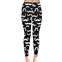 CowCow Womens Hipster Mustache Fathers Day Retro Leggings/Velvet Drawstring Pants, XS-5XL