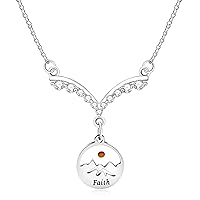Uloveido Mustard Seed Christian Necklace - Inspirational Faith Pendant for Religious Jewelry Cubic Zirconia V Shape Necklaces for Women