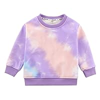 Girls Fashion Sweatshirt with Colorful Design, Cotton Crewneck Sweatshirt with Tie Dye Technology…