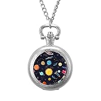Solar System Planets and Stars Pocket Watches for Men with Chain Digital Vintage Mechanical Pocket Watch