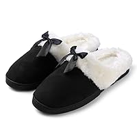 Womens Memory Foam Fluffy Fur Slippers Fuzzy Plush Lining Slip On Clog House Shoes for Indoor Outdoor Use