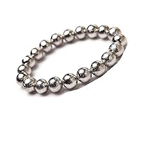 10mm 100% Natural Gibeon Meteorite Silver Plated Round Bead Powerful Bracelet AAAA