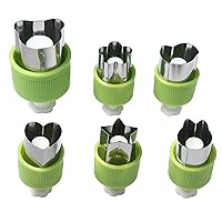 6Pcs Vegetable Cutter Shapes Set Stainless Steel Press-type Mini Cookie Cutter Fruit Cookie Pastry Stamp Mold Kids Baking Food Supplement Cookie Baking Mold for Kitchen Cookie DIY Tools Green