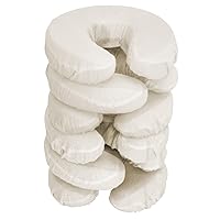 Pack of 6 Flannel Face Cradle Covers for Massage Tables- 100% Cotton Extra Large Face Pillow Covers- Massage Headrest Face Rest Cover Set–For Face Cushion - Machine Washable, Off White