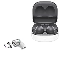 BoxWave Adapter Compatible with Samsung Galaxy Buds2 - MagnetoSnap PD Angle Adapter, Magnetic PD Angle Charging Adapter Device Saver - Metallic Silver