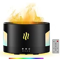 Flame Aroma Diffuser, 450ml Flame Fire Diffuser Humidifier, 7 Colors Changing Oil Diffuser, Aromatherapy Essential Oil Diffuser Humidifier with Remote Control for Large Room, Bedroom, Office