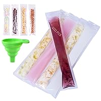 200 Pcs Popsicle Bags Disposable DIY Ice Pop Mold Bags BPA Free Popsicle Maker with Ziplock Healthy Homemade Snack Food Bag Yogurt Sticks Juice&Fruit Smoothies Ice Candy Pops With Funnel (2.2x11 in)