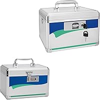 Medication Lock Box, Locked Medicine Box, Medicine Safe Lock Box, Medicine Lock Box With Code【Small -10x6x6.7 Inch】 And Medicine Lock Box With Key【Medium -11.2 x 7.6 x 7.6 Inch 】