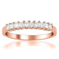 La4ve s 1/2 Carat 14K Solid Gold Prong Set Princess-cut Wedding Band Ring (H-I, I1-I2)