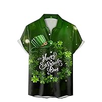 Men's St. Patrick's Day Hawaiian Shirts Button Down Shirt St. Paddy's Shirts for Guys Holiday Shamrock Clover Tops