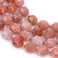GEM-Inside 12mm 29pcs Hand Faceted AAA Orange Moonstone Natural Semi Stone Beads Beads for Jewelry Making Bulk 15