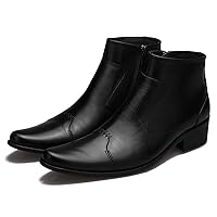 Mens Ankle Boots Leather Zipper Casual Formal Wedding Chelsea Boot for Men