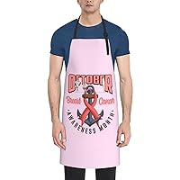 Adjustable October Breast Cancer Poster With Pink Ribbon Apron For Men Women Kitchen Cooking Aprons Waterproof With Pockets Bib Chef Aprons