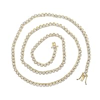 The Diamond Deal 10kt Yellow Gold Mens Round Diamond 18-inch Tennis Chain Necklace 4-5/8 Cttw