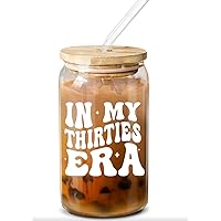 NewEleven 30th Birthday Gifts For Women - 30s Birthday Decorations For Women - 30 Year Old Gifts For Her, Women, Sister, Mom, Daughter, Best Friend - In My Thirties Era Glass - 16 Oz Coffee Glass
