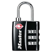 Master Lock 4680DBLK TSA-Approved Luggage Lock, 1-3/16-in. Wide, Black