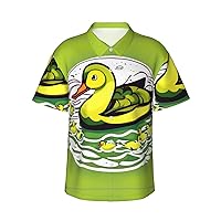 Duck Flock Game Hawaiian Shirts for Men, Print Summer Beach Casual Short Sleeve Button Down Shirts,Summer Beach Dress Shirts