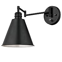 Westinghouse Lighting 6125400 Trocadero Traditional One Light Swing Arm Wall Fixture with On/Off Switch, Matte Black Finish