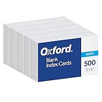 Oxford Index Cards, 500 Pack, 3x5 Index Cards, Blank on Both Sides, White, 5 Packs of 100 Shrink Wrapped Cards (40175)