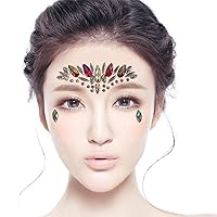 LINGREAL Face Crystal Sticker Adhesive Rhinestone Glitter Jewelry Temporary Tattoos for Festival Holiday Fun
