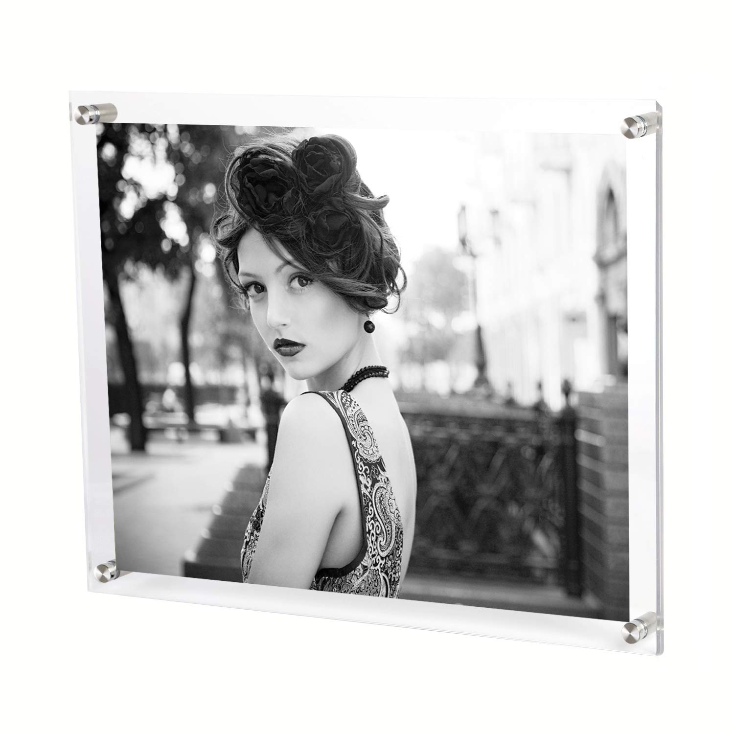 Bloberey 11x14 Acrylic Picture Frames Wall Mount Photo Frame Frameless Clear Floating Frame for Document Certificate Artwork(4 Pack)
