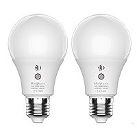 Dusk to Dawn Sensor Light Bulb - No Flicker and Stable 360°Auto ON/Off LED Smart Bulbs E26 A19 10W Porch Light Bulbs for Yard Patio Garage Garden Daylight 5000K 2 Pack