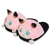 Anime SPY×FAMILY Pink Fuzzy Slippers Anya Forger House Slippers Closed Toe Open Back Foam Slippers with Rubber Sole for Women Girls