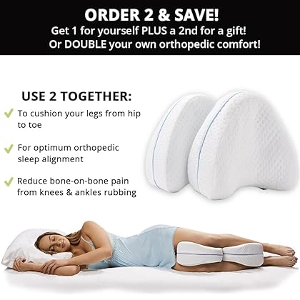 Contour Legacy Leg & Knee Foam Support Pillow - Soothing Pain Relief for Sciatica, Back, Hips, Knees, Joints - As Seen on TV