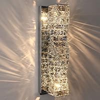 Crystal Wall Sconces，Silver LED Wall Lights，Modern Wall Light Fixtures，Dimmable Wall ，Luxury Indoor Wall Lamp，for Living Room Bedroom Bathroom Hallway Doorway Stairway Bedside (46cm)