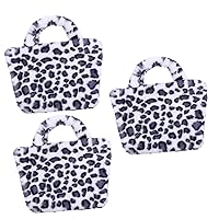 2 Pcs Leopard Print Bag Shopping Imitation Rex Rabbit Fur One Shoulder Lady Bags