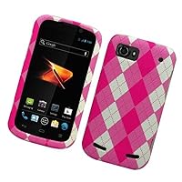 Eagle Cell PIZTEN861F406 Stylish Hard Snap-On Protective Case for ZTE Warp Sequent N861 - Retail Packaging - Pink Argyle