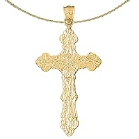 14K Yellow Gold Roped Cross Pendant with 18
