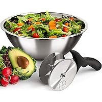 Salad Chopper Blade and Bowl – Stainless Steel Salad Cutter Bowl with Chef Grade Mezzaluna – Ultra-Fast Salad Prep by Kitchen Hackables
