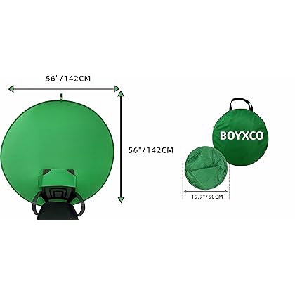 BOYXCO Gen2 Collapsible Portable Webcam Background Chroma Key Greenfor Video Chats, Zoom, Skype, Backdrop Video Calls, Chromakey (58in×58in)