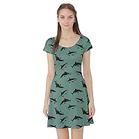 CowCow Womens Casual Dresses Chinese Dragon Vintage Flowers Japanese Pattern Mini Skater Dress, XS-5XL
