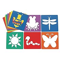 Colorations Garden Stencils, 12 Garden Designs, Made from Washable Plastic, 8 inches each, Jumbo Size, Sturdy Stencils, Great for Creating Art, Kids Stencils, Stencils for Children