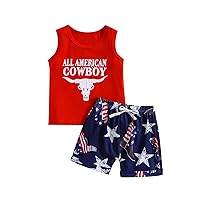 4th Of July Baby Boy Summer Clothes Fourth Of July Sleeveless Tank Tops T-Shirt Shorts Western Outfits Newborn Set