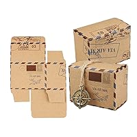 Faylapa Suitcase Candy Boxes, Party Favor Candy Box, Vintage Kraft Paper Gift Bag for Travel Theme Party,Wedding,Birthday,Bridal Shower (Airplane Air 50pcs)