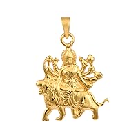 Yellow Rhodium Plated 925 Sterling Silver Religious Durga Mata Vermeil Jewelry Pendant