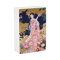 Japanese Geisha Girl Pink Dress Cigarette Case Plastic Cigarette Pocket Holder Flip Open Cigarette Storage Container Box