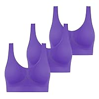 Women's 3-Pack Sports Bra Plus Size Breathable Workout Yoga No Underwire Seamless Low-Impact Activity Sleep Bras