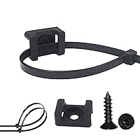 Pro-Grade, Slim, 1x .6 Cable Tie Mounts With Screws 100 Pack. High Strength, Black Zip Tie Bases For Wire Management. Permanently Anchor To Wall, Desk or Baseboard. Run Cords at Your Home or Office