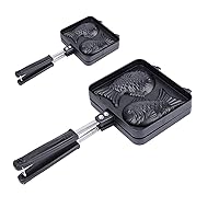Set of 2 Japanese Taiyaki Fish Shaped Cake Maker Waffle Pan Mold 2 Cast Bakeware With 2 Sided Home Cooking Food Bar Tool gift for Christmas new home Holiday YG-01 WPYST