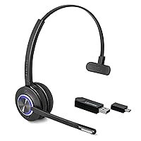 LH470 – Wireless Computer Headset with Microphone – Zoom and Teams Headset – DECT USB Dongle Headset for Softphone, Computer, Laptop, and Tablet – Single or Dual-Ear Wearing Style
