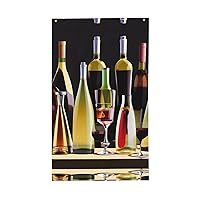 Cocktail Glasses And Wine Bottles Print Welcome The Four Seasons Garden Flag, Yard Outside,Autumn Outdoor Wall Decor 3x5ft
