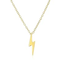 Geometric Zig Zag Flash Electrify Lightning Bolt Dangle Stud Earrings Pendant Necklace CZ Zig Zag for Women & Teens Yellow Rose Gold Plated .925 Sterling Silver
