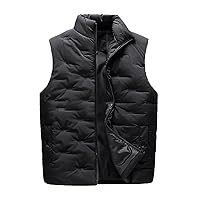 Puffer Vest,Mens Stand Collar Quilted Puffer Vest Winter Padded Vests Thick Warm Sleeveless Jacket Outerwear